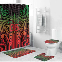 Custom Aotearoa Tuhoe Bathroom Set Maori Tribal Pattern Mix Poutama LT05 Bathroom Set (4 pcs) Black - Polynesian Pride