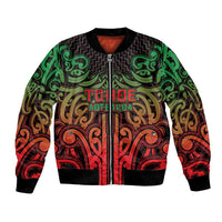Custom Aotearoa Tuhoe Bomber Jacket Maori Tribal Pattern Mix Poutama LT05 Unisex Black - Polynesian Pride