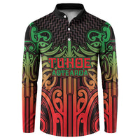 Custom Aotearoa Tuhoe Button Sweatshirt Maori Tribal Pattern Mix Poutama LT05 Black - Polynesian Pride