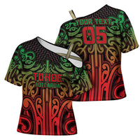 Custom Aotearoa Tuhoe Cross Shoulder Shirt Maori Tribal Pattern Mix Poutama LT05 - Polynesian Pride