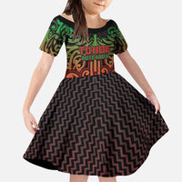 Custom Aotearoa Tuhoe Family Matching Off Shoulder Maxi Dress and Hawaiian Shirt Maori Tribal Pattern Mix Poutama