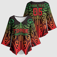 Custom Aotearoa Tuhoe Kimono Sleeve Blouse Maori Tribal Pattern Mix Poutama LT05 - Polynesian Pride