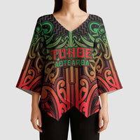 Custom Aotearoa Tuhoe Kimono Sleeve Blouse Maori Tribal Pattern Mix Poutama LT05 - Polynesian Pride