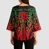 Custom Aotearoa Tuhoe Kimono Sleeve Blouse Maori Tribal Pattern Mix Poutama LT05 - Polynesian Pride