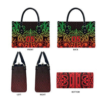 Custom Aotearoa Tuhoe Leather Bag Maori Tribal Pattern Mix Poutama
