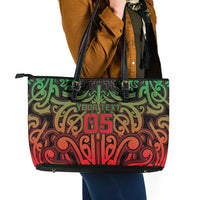 Custom Aotearoa Tuhoe Leather Tote Bag Maori Tribal Pattern Mix Poutama LT05 - Polynesian Pride