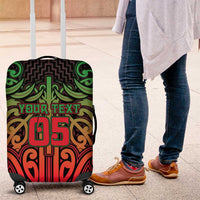 Custom Aotearoa Tuhoe Luggage Cover Maori Tribal Pattern Mix Poutama LT05 Black - Polynesian Pride