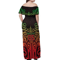 Custom Aotearoa Tuhoe Off Shoulder Maxi Dress Maori Tribal Pattern Mix Poutama LT05 - Polynesian Pride