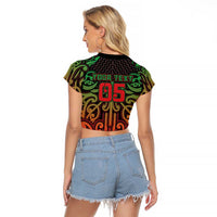 Custom Aotearoa Tuhoe Raglan Cropped T Shirt Maori Tribal Pattern Mix Poutama LT05 - Polynesian Pride