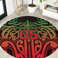 Custom Aotearoa Tuhoe Round Carpet Maori Tribal Pattern Mix Poutama LT05 Black - Polynesian Pride
