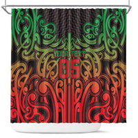 Custom Aotearoa Tuhoe Shower Curtain Maori Tribal Pattern Mix Poutama LT05 Black - Polynesian Pride