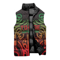 Custom Aotearoa Tuhoe Sleeveless Puffer Jacket Maori Tribal Pattern Mix Poutama LT05 - Polynesian Pride