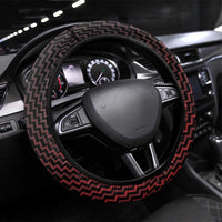 Aotearoa Tuhoe Steering Wheel Cover Maori Tribal Pattern Mix Poutama LT05 Universal Fit Black - Polynesian Pride
