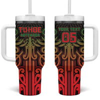 Custom Aotearoa Tuhoe Tumbler With Handle Maori Tribal Pattern Mix Poutama LT05 One Size: 40 oz Black - Polynesian Pride