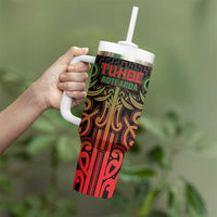 Custom Aotearoa Tuhoe Tumbler With Handle Maori Tribal Pattern Mix Poutama LT05 - Polynesian Pride