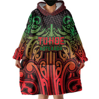 Custom Aotearoa Tuhoe Wearable Blanket Hoodie Maori Tribal Pattern Mix Poutama LT05 - Polynesian Pride
