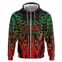 Custom Aotearoa Tuhoe Zip Hoodie Maori Tribal Pattern Mix Poutama LT05 Zip Hoodie Black - Polynesian Pride