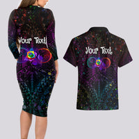 I See Your True Colors Personalised Couples Matching Long Sleeve Bodycon Dress and Hawaiian Shirt Autism Awareness