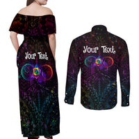 I See Your True Colors Personalised Couples Matching Off Shoulder Maxi Dress and Long Sleeve Button Shirt Autism Awareness