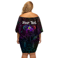 I See Your True Colors Personalised Off Shoulder Short Dress Autism Awareness LT05 - Polynesian Pride