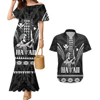Personalised Hawaii Happy King Kamehameha Day Couples Matching Mermaid Dress and Hawaiian Shirt Kakau Pattern