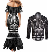 Personalised Hawaii Happy King Kamehameha Day Couples Matching Mermaid Dress and Long Sleeve Button Shirt Kakau Pattern LT05 - Polynesian Pride