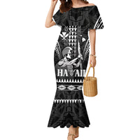 Personalised Hawaii Happy King Kamehameha Day Mermaid Dress Kakau Pattern LT05 Women Black - Polynesian Pride