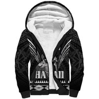 Personalised Hawaii Happy King Kamehameha Day Sherpa Hoodie Kakau Pattern LT05 Unisex Black - Polynesian Pride
