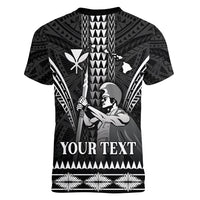 Personalised Hawaii Happy King Kamehameha Day Women V-Neck T-Shirt Kakau Pattern