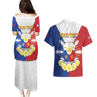 Personalised Philippines Independence Day Couples Matching Puletasi and Hawaiian Shirt Maligayang Araw ng Kalayaan Filipino Carabao