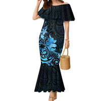 Matariki New Zealand Mermaid Dress Maori Pattern Blue Galaxy LT05 Women Blue - Polynesian Pride