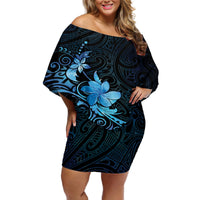 Matariki New Zealand Off Shoulder Short Dress Maori Pattern Blue Galaxy LT05 Women Blue - Polynesian Pride