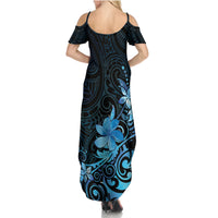 Matariki New Zealand Summer Maxi Dress Maori Pattern Blue Galaxy LT05 - Polynesian Pride