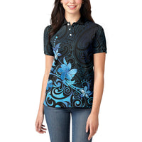 Matariki New Zealand Women Polo Shirt Maori Pattern Blue Galaxy