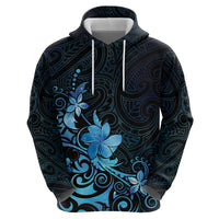 Matariki New Zealand Zip Hoodie Maori Pattern Blue Galaxy