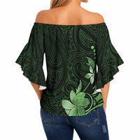 Matariki New Zealand Off Shoulder Wrap Waist Top Maori Pattern Green Galaxy LT05 - Polynesian Pride