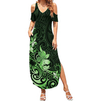 Matariki New Zealand Summer Maxi Dress Maori Pattern Green Galaxy LT05 Women Green - Polynesian Pride