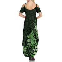 Matariki New Zealand Summer Maxi Dress Maori Pattern Green Galaxy LT05 - Polynesian Pride