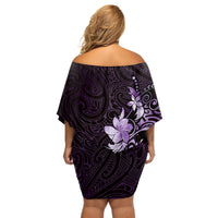 Matariki New Zealand Off Shoulder Short Dress Maori Pattern Purple Galaxy LT05 - Polynesian Pride