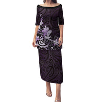 Matariki New Zealand Puletasi Maori Pattern Purple Galaxy LT05 Long Dress Purple - Polynesian Pride