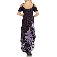 Matariki New Zealand Summer Maxi Dress Maori Pattern Purple Galaxy