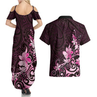 Matariki New Zealand Couples Matching Summer Maxi Dress and Hawaiian Shirt Maori Pattern Pink Galaxy LT05 - Polynesian Pride