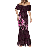 Matariki New Zealand Mermaid Dress Maori Pattern Pink Galaxy LT05 - Polynesian Pride