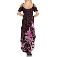 Matariki New Zealand Summer Maxi Dress Maori Pattern Pink Galaxy LT05 - Polynesian Pride