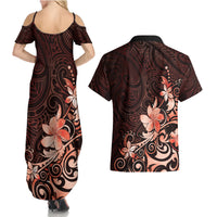 Matariki New Zealand Couples Matching Summer Maxi Dress and Hawaiian Shirt Maori Pattern Red Galaxy LT05 - Polynesian Pride