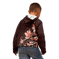 Matariki New Zealand Kid Hoodie Maori Pattern Red Galaxy