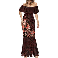 Matariki New Zealand Mermaid Dress Maori Pattern Red Galaxy LT05 - Polynesian Pride
