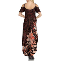 Matariki New Zealand Summer Maxi Dress Maori Pattern Red Galaxy LT05 - Polynesian Pride