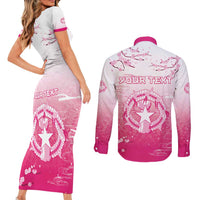 Personalized Sakura Marianas Couples Matching Short Sleeve Bodycon Dress and Long Sleeve Button Shirt CNMI Seal