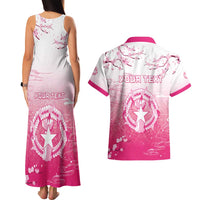 Personalized Sakura Marianas Couples Matching Tank Maxi Dress and Hawaiian Shirt CNMI Seal